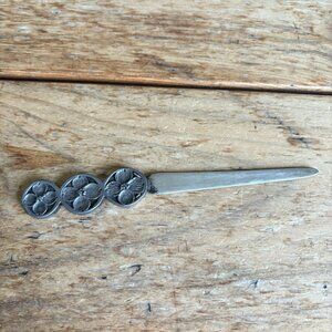 Metzke Pewter Vintage 1985 Letter Opener Floral Dogwood Flower